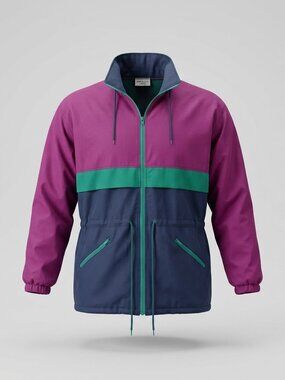 Vintage 90s Strands Imports Colourblock Windbreaker Jacket Retro